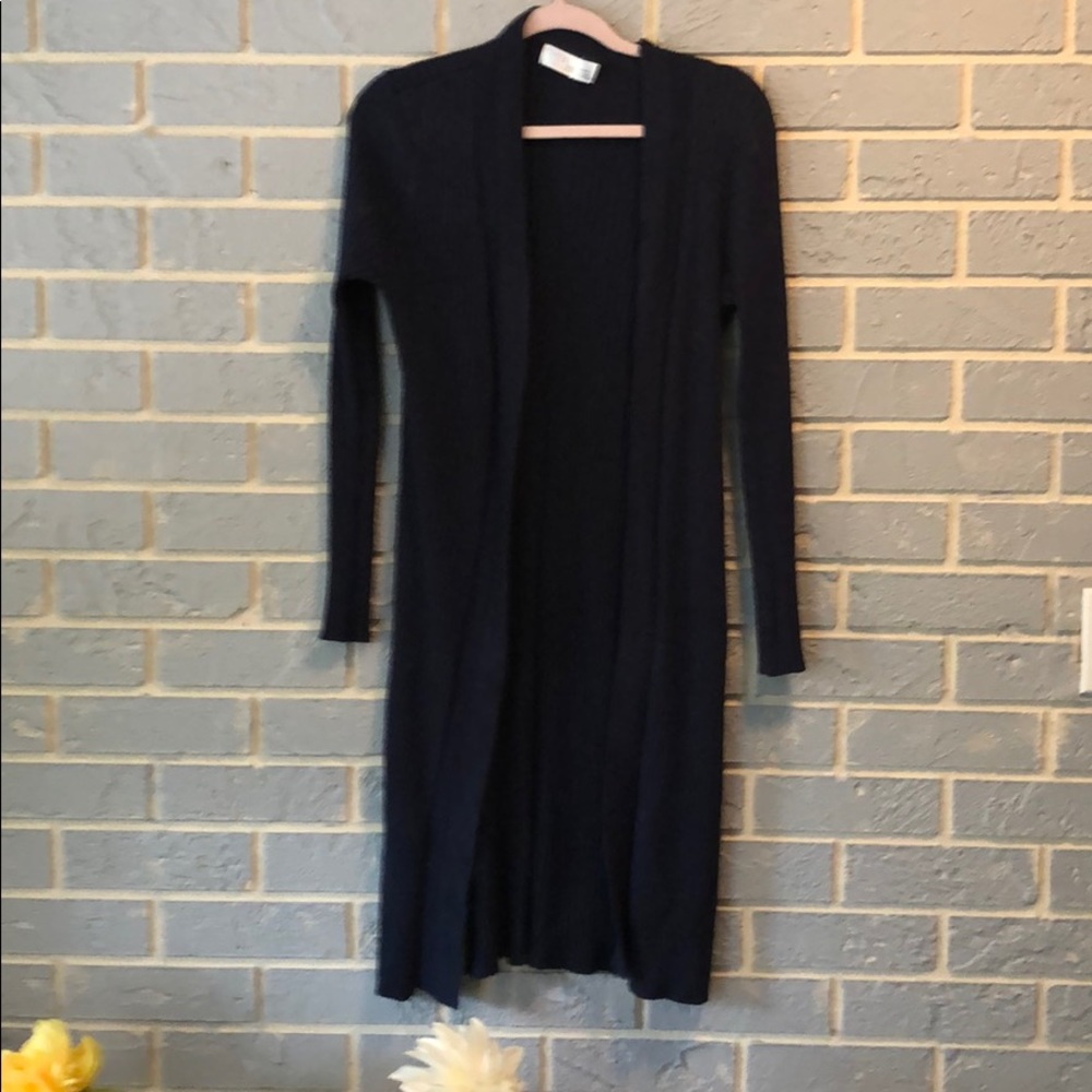 Long Sweater navy blue open no zipper
